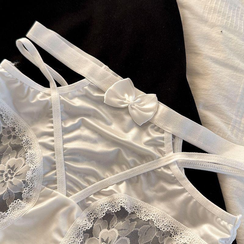Lace Satin Low Waist Women's Briefs - Sexy French Style with Thin Straps