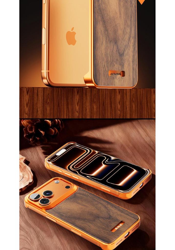 Walnut ProMax 16/15 Original Wood Magnetic Suction Phone Case with Aroma Metal Borderless Protection