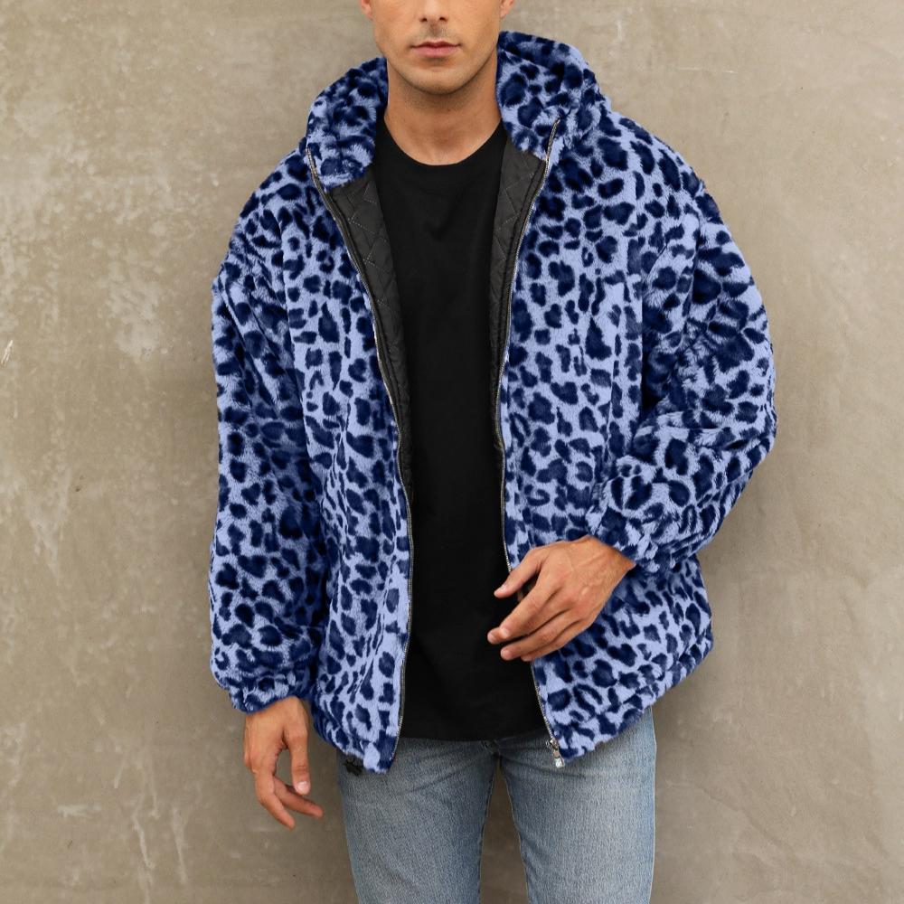 Fashion Warm Winter Jacket Men coat woman Hooded faux Fur Leopard Casual Slim Parka Men's Winter Coat