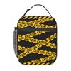 Caution Tape Roll Lunch Bag For Child Crime Scene Lunch Box Kawaii Beach Cooler Bag Portable Insulated Thermal Tote Handbags