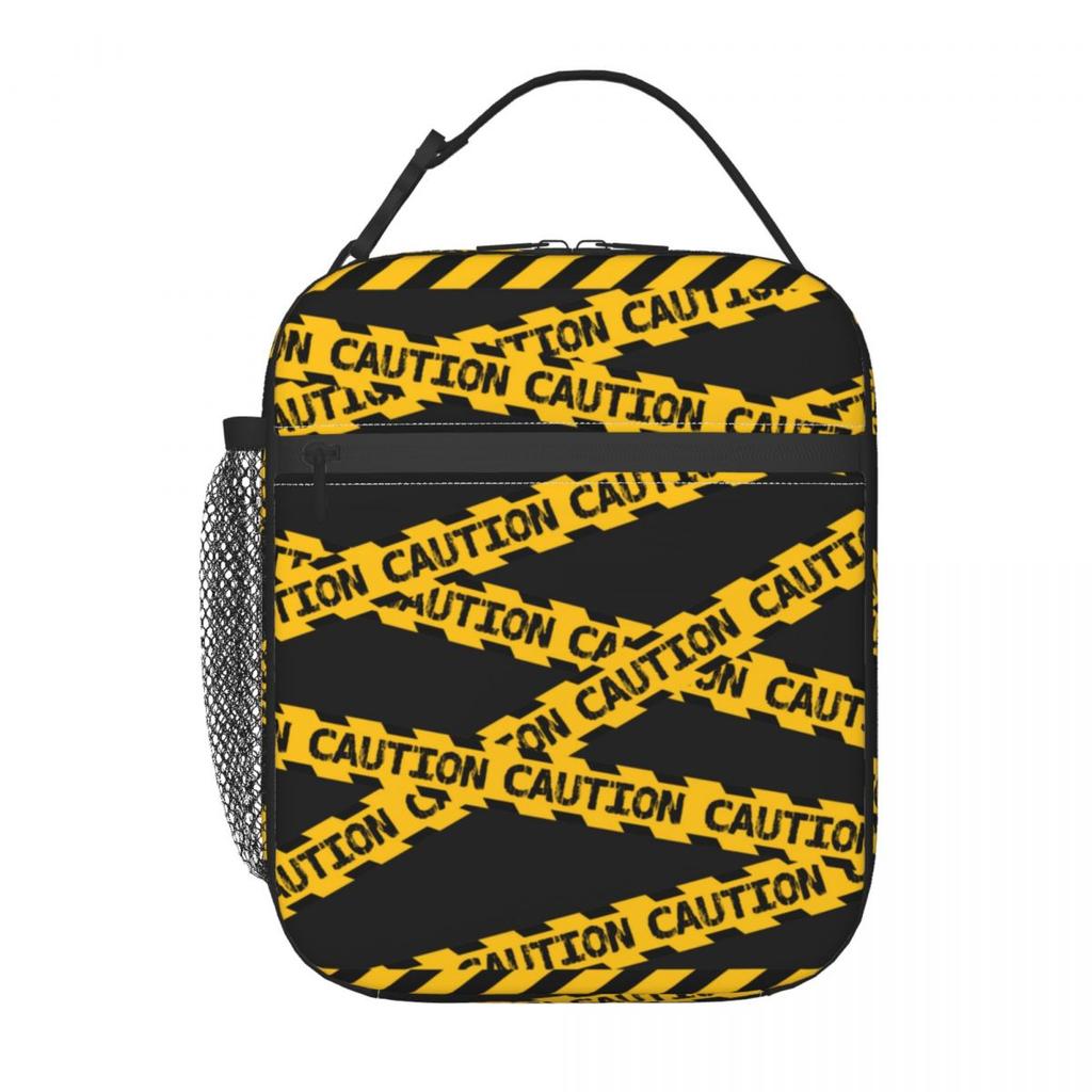 Caution Tape Roll Lunch Bag For Child Crime Scene Lunch Box Kawaii Beach Cooler Bag Portable Insulated Thermal Tote Handbags