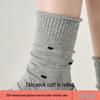 Gray Women's Mid-Calf Socks - Autumn/Winter Pure Cotton with Japanese Ruffle Edge & Polka Dots