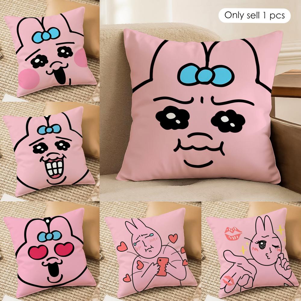 Cartoon OOpanchu Usagi Cushion Cover Silky Short Plush Invisible Zipper Dustproof Sofa Pillow Case For Home Decor