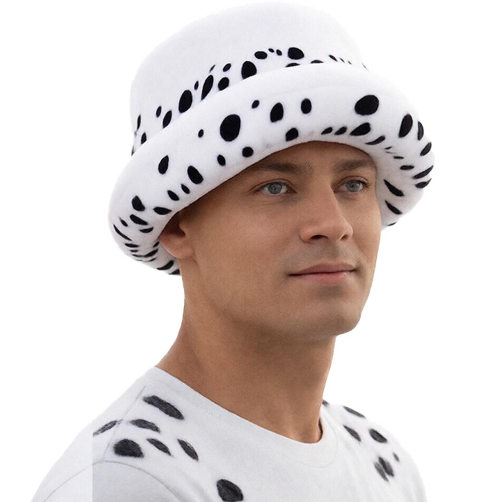 Anime Cosplay Hat White Plush Hat With Black Spots For Halloween Cosplay Classic Japanese Anime Character Costume Headpieces