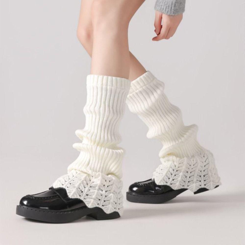 Solid Color Women's Foot Cover Sweet Girl's Boots Heap Socks Women Knitted Leg Warmers JK Uniform