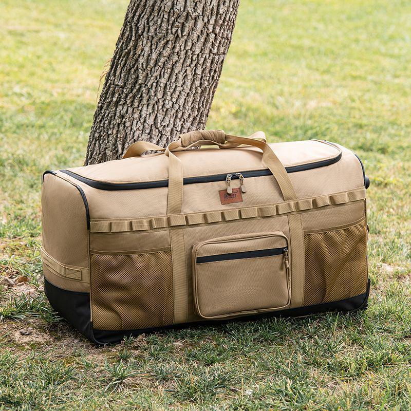 Khaki Multifunctional Wheeled Camping Backpack and Storage Bag - Large Capacity for Men