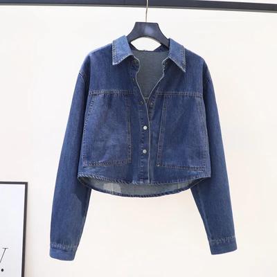 Jaqueta Solta Retrô Nova de Primavera e Outono Slim e Versátil Top Jeans Design Bolsos