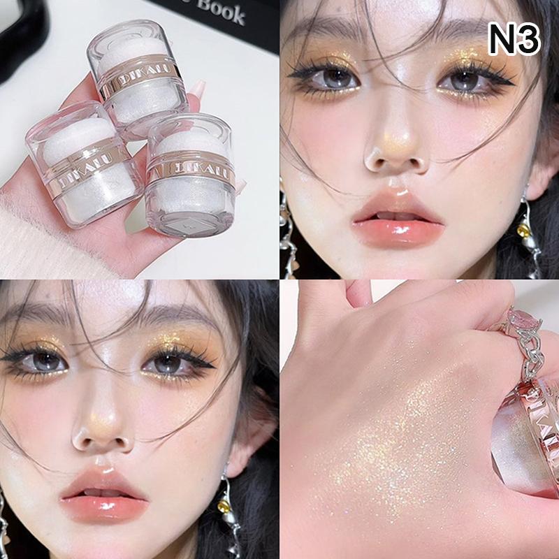 

Fairy Powder Highlighter Patting Powder Moonlight White Body Shimmering Contour Blush Brightening Glitter Loose Powder Makeup as the picture