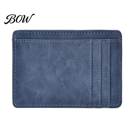 Compact Wallet for Travel Slim Card Holder Men, Minimalist Credit with ID Window, Simple Solid Color Men Multiple Slots, Pocket Business
