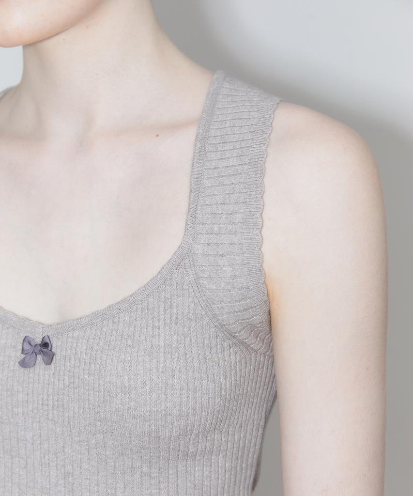 SINOON Scallop Punching Knit Sleeveless (Grey)