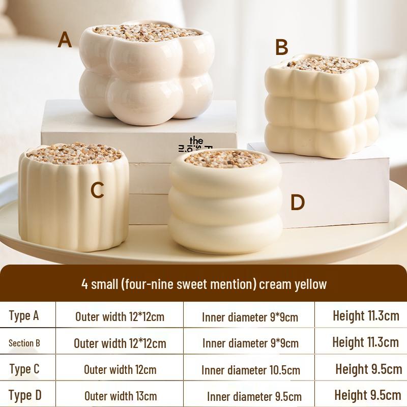 Nordic Style Cream Ceramic Succulent Pot for Phalaenopsis and Green Plants