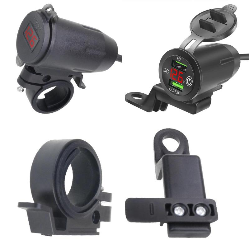 Nabíječka na motocykl Dual QC 3.0 USB Charge Voltmetr Modifikovaná zrcadlová nabíječka telefonu Voděodolná rychlá napájecí zásuvka