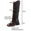 Fashion NEW Autumn Women Boots Split Leather Shoes for Women Round Toe Chunky Heel Designer Knee-high Boots Zipper Metal Button Boots