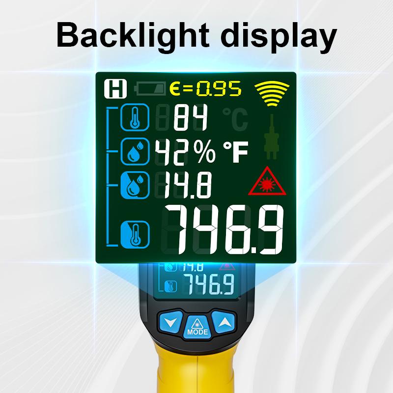 Digital Infrared Thermometer 400/800°C Industrial Non-contact Pyrometer High Temperature Meter Laser Thermometer Humidity Meter