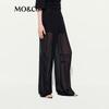 MO&Co. Summer Lightweight Black Mesh Straight Leg Casual Pants