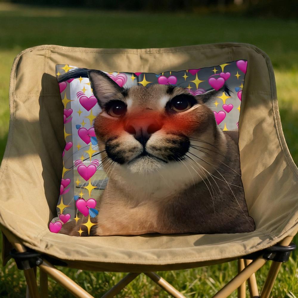 Floppa Cat Meme Cushion Cover Soft Reversible  Durable Pillow Cover  MultiScene Use for Home  Car Daily Comfort