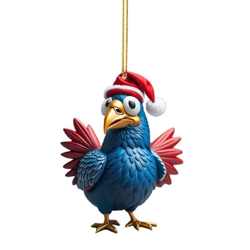 Adorable Acrylic Chicken-themed Christmas Tree Decorations For Unique Holiday Charm