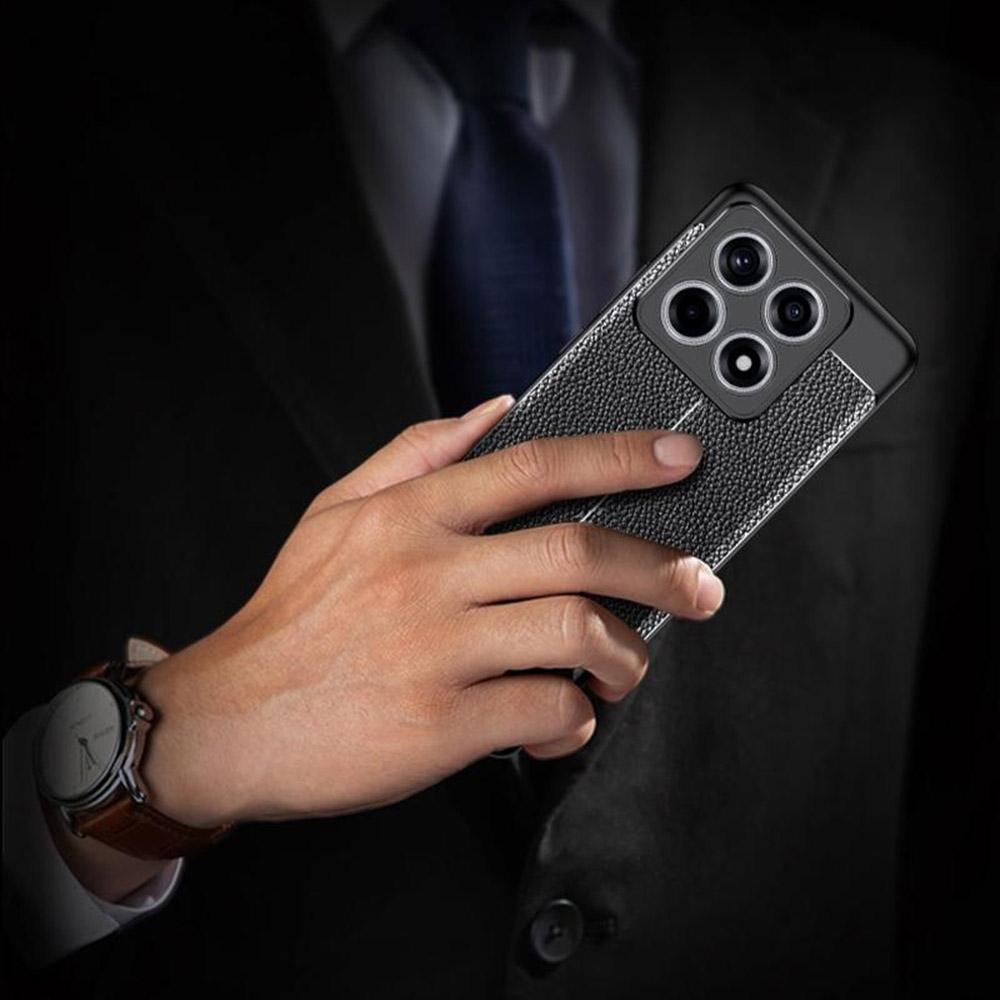 Für Xiaomi 14T Hülle Litschi-Textur TPU Flexible Handyhülle,Schwarz