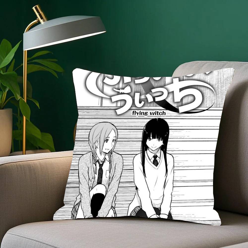 Anime F-Flying Witch Pillow Case Home Decor Throw For Sofa Bed Car Room Decor Gift Idea