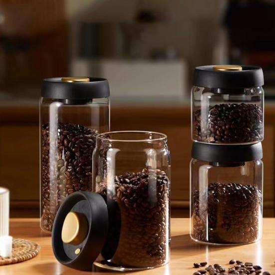 Vacuum Sealed Jar for Coffee Beans Airtight Food Storage Container Clear Glass Jars for Home Moisture-Proof Air Extraction Tank