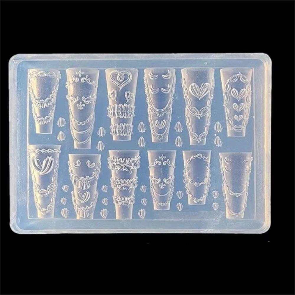 Stereoscopic Design Silicone Nail Mold Nonstick Surface 3D Nail Decoration Mold  Home Manicure