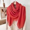 Simple literary and artistic yarn with sunscreen, elegant shawl, women's solid color square short fringed temperament scarf