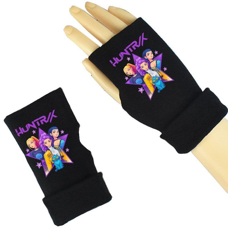 K-POP Witch Hunt Team Gloves, Children's Cycling and Writing Half-finger Gloves, Autumn and Winter Warm Gloves