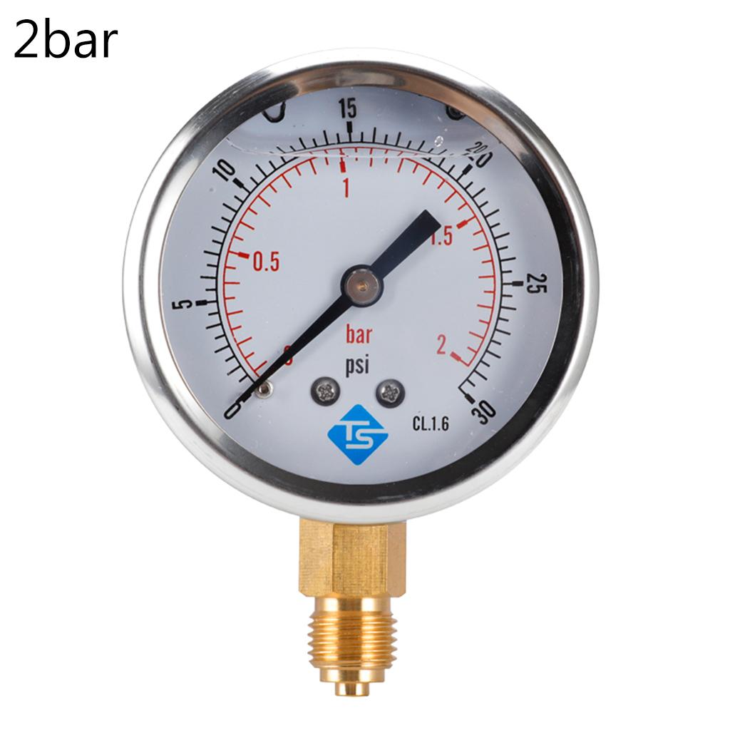 16 Styles Dual Scale Liquid Filled Pressure Gauge with Brass Internals 1/4" BSPT Bottom Mount Pressure Gauge Durable