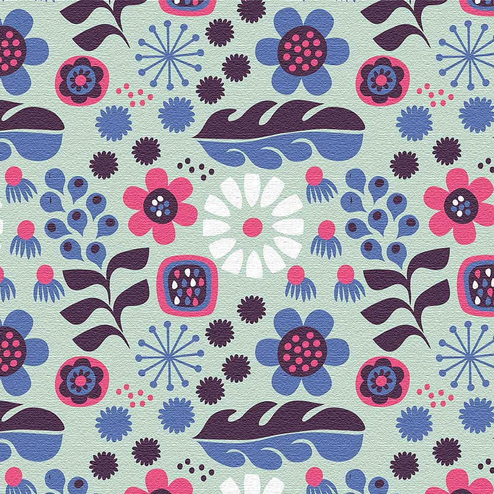 Art Deli Nordic Flower Fabric Wall Art Panel, 57 X 57 Cm
