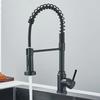 Black kitchen faucet, stainless steel mixer faucet, 360-degree rotating spray nozzle, kitchen sink, hot and cold water faucet.