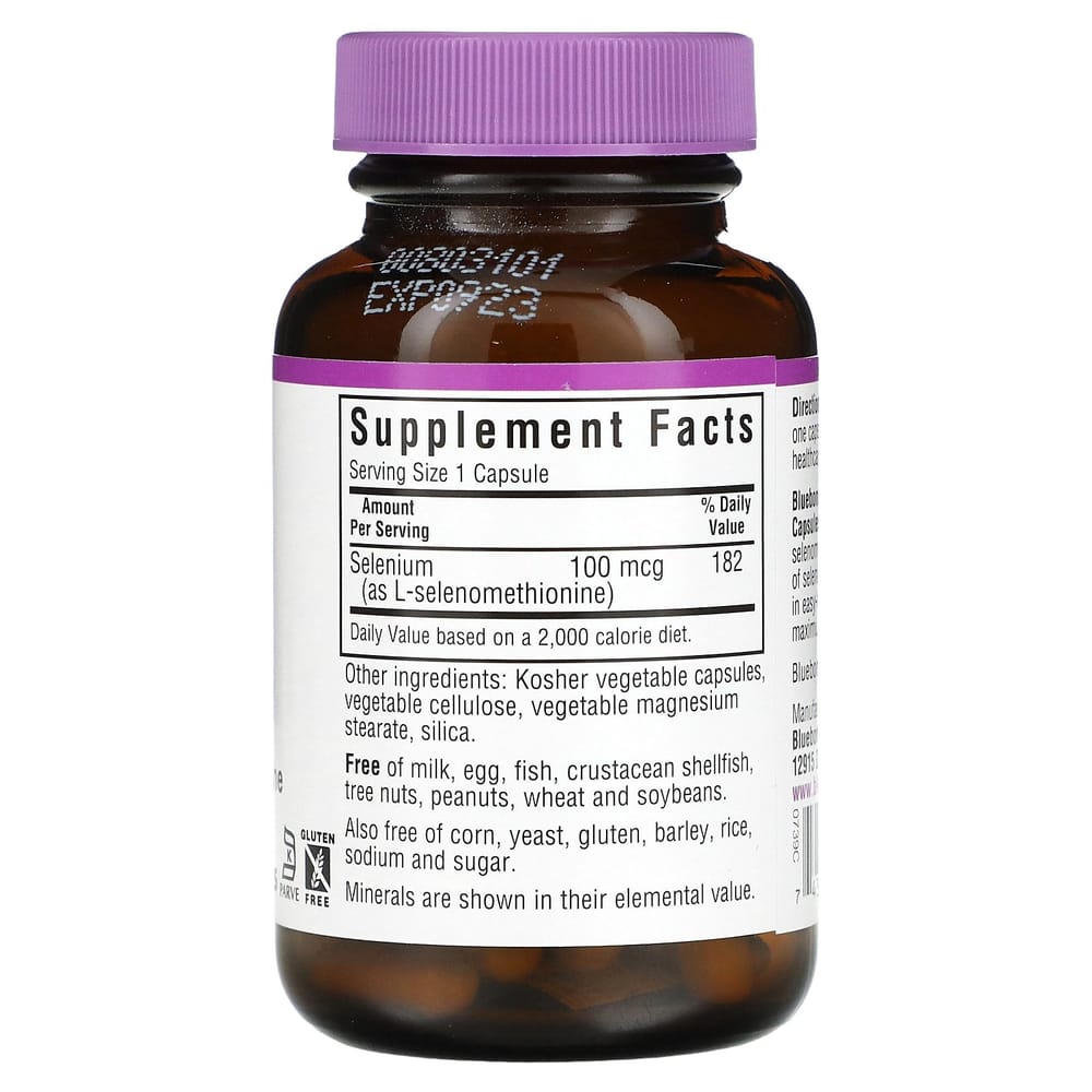 Bluebonnet Nutrition Selenium 100mcg Veggie Capsules, 90 Counts