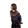 Navy Blue Fair Isle Knit Mohair Sweater for Women - Autumn/Winter Korean Style Christmas Atmosphere Loose Fit