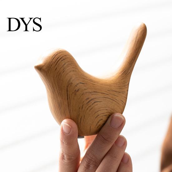 Minimalist Interior Design Pieces Bird Figurines with Wood Grain Look, Modern Home Decor Animal Sculptures, Ceramic Birds Abstract Ornaments