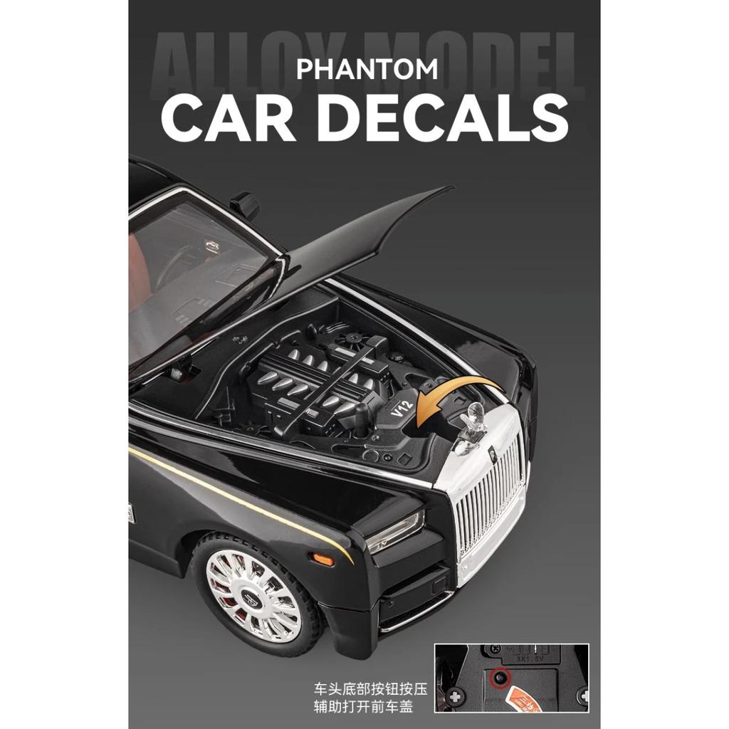1/18 Rolls Royce Phantom Alloy Luxy Car Model Diecasts Metal Vehicles Collect Simulated Decorations Sound & Light Gifts for Kids