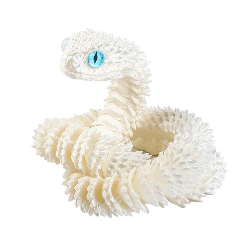 Realistic 3D Printed Snake Toy Multicolor Animal Simulation Model  Christmas 30CM белый