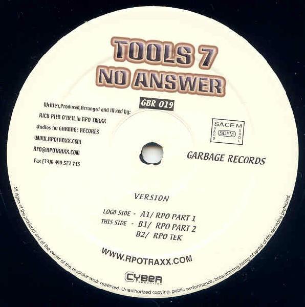 

12inch Record TOOLS 7 - No Answer GBR019 Garbage Records 2004 France Dance & Electronica Used