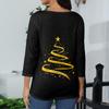 Women's Casual Fashionable Sexy Comfortable V-Neck Christmas Three-Quarter Sleeve Top