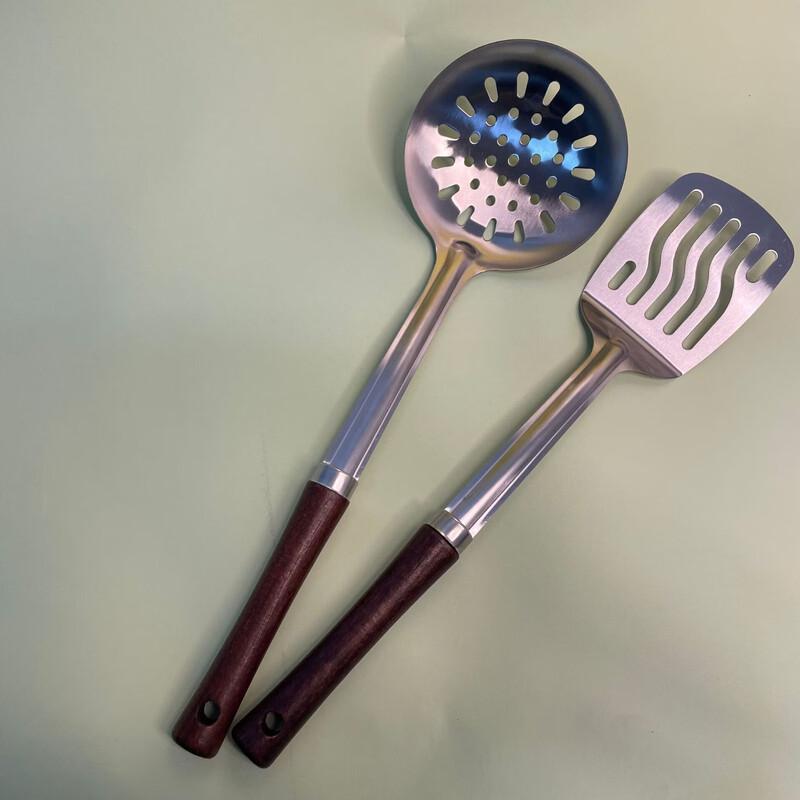 Wutuo Stainless Steel Wok Spatula & Spoon Set with Wooden Handles