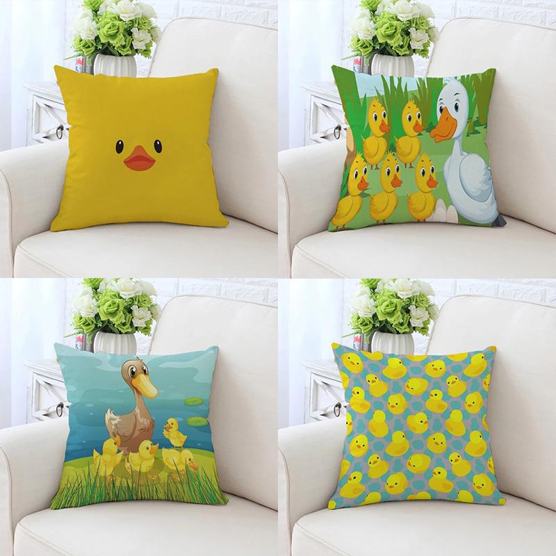 Cute Little Yellow Duck Pillowcase Car Ornaments Office Living Room Sofa Home Pillowcase