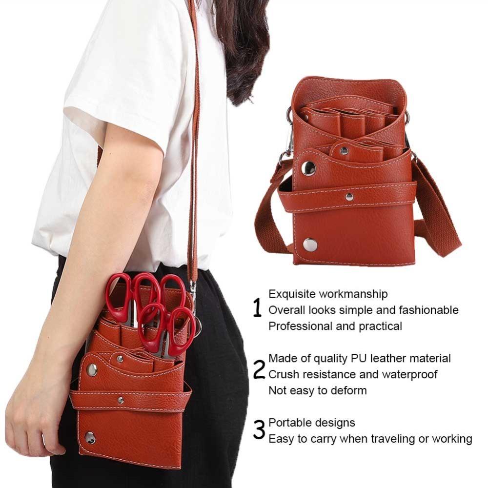 Adjustable Strap Hairdressing Tool Storage Bag PU Leather Stylist Tool Organizer For Hairdressers