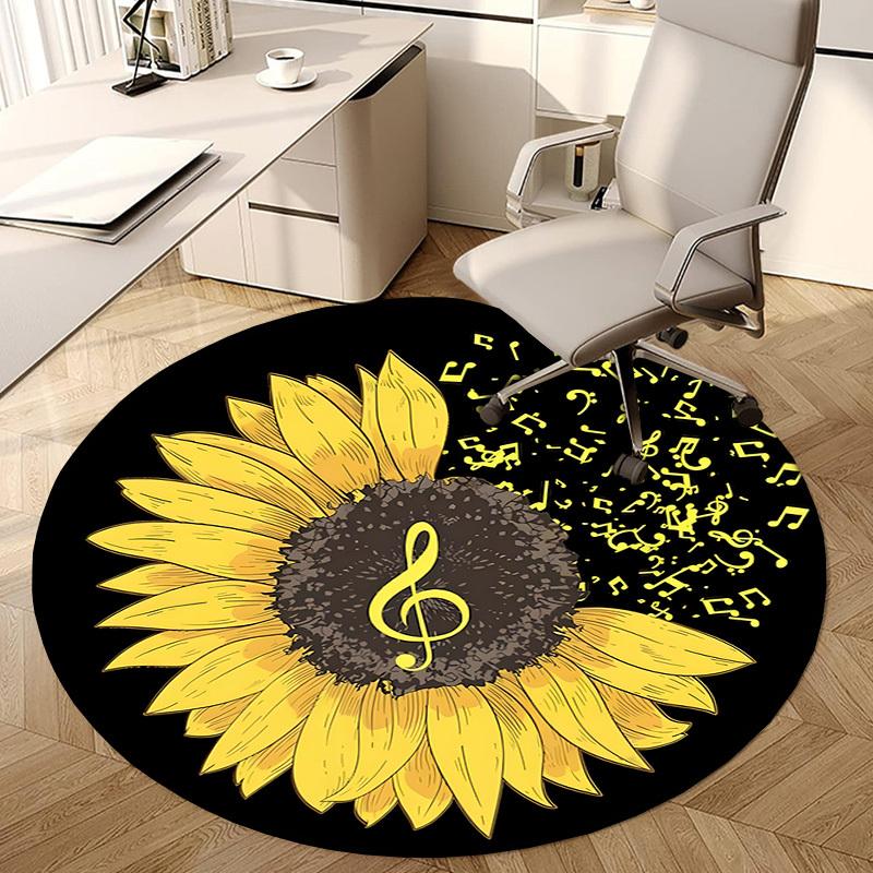 1pc Office Carpet Chair Mats Sunflower Music Notes Artwork Perfect for Decorating Office Chairs, Living Rooms, Or Bedrooms