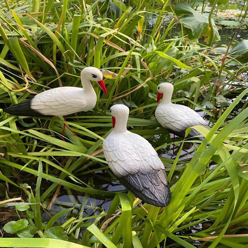 Creative Lifelike Animal Model White Crane Landscape Garden Decoration With Detachable Wire Feet Ideal For Outdoor Garden