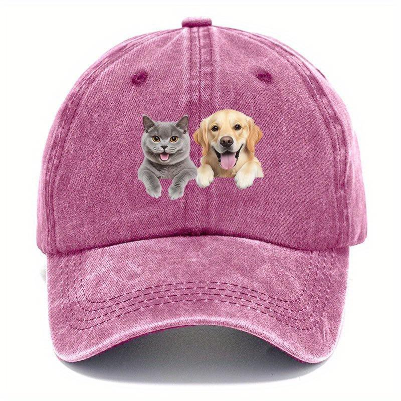 1pc Cat Dog Vintage Baseball Cap | Pet Lover Hat with Cute Animal Design, Lightweight All-Season Gift for Owners