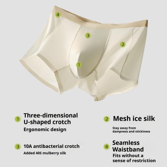 Men Boxer Underwear Mid-rise Tight Cut High Elasticity Shorts Briefs Breathable Holes Design U-Convex Smooth Panties