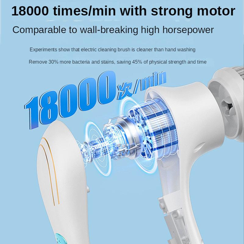 Electric Cleaning Brush 5 Brush Heads Cleaner Multifunctional Cleaning Pots and Dishes Kitchen Bathroom Bathtub Glass