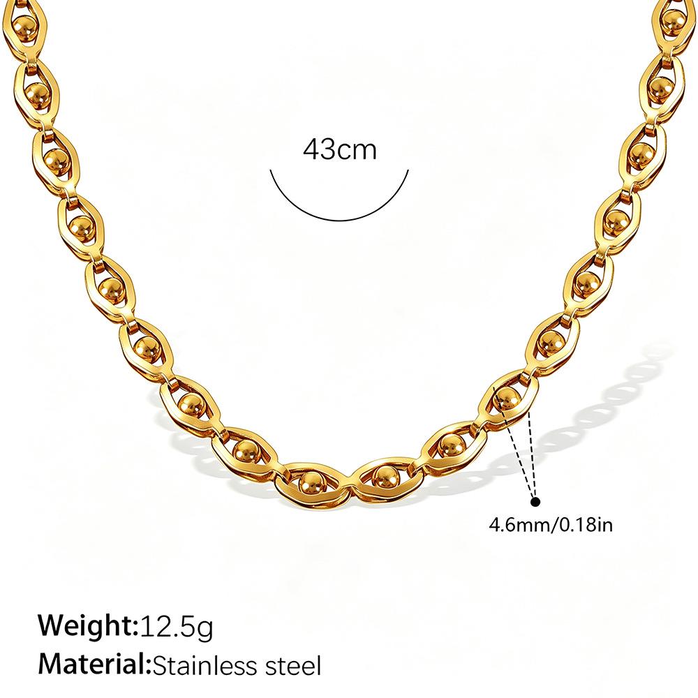 Europäische Retro 18K Gold Halskette für Damen - Hochwertiger schlichter Stil mit vielfältigen Designs und Edelstahlkette