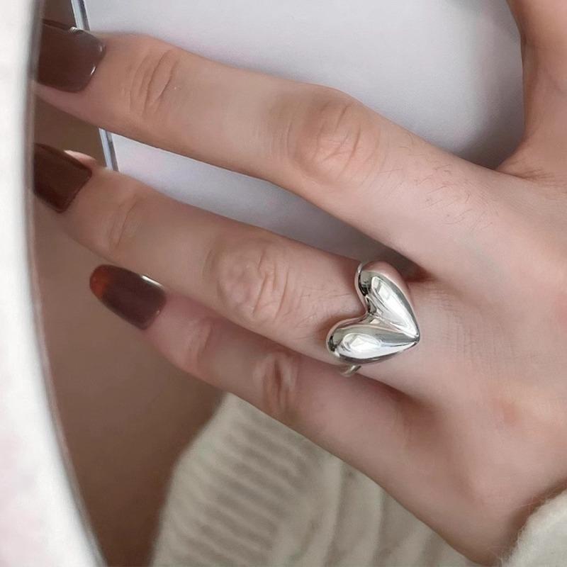 925 Sterling Silver Retro Plain Silver Ring for Women Does Not Fade, Light Luxury, High-end Sense, Versatile Opening Fashion Personality Ring
