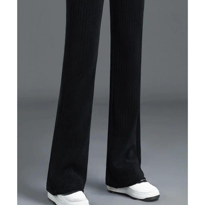 Autumn and Winter New Wide Leg Pants Fleece-lined Thickened Casual Trousers