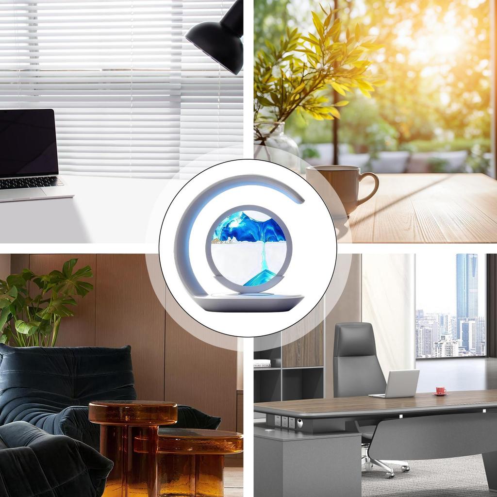 Magnetic Wireless Charger Moving Sand Lamp Decor Wireless Magnetic Charger For Office Bedroom Table Night Bathroom Home Sensory