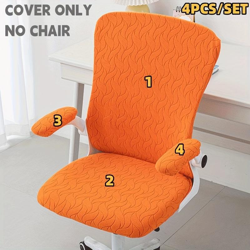 4Pcs Solid Color Jacquard Stretchable Computer Office Chair Covers Soft Dustproof Pet Scratch Resistant Retractable Chair Covers